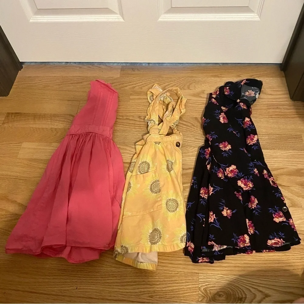 5T Girls Dress Bundle Oshkosh Pink Old Navy Floral Button Down Sunflower
